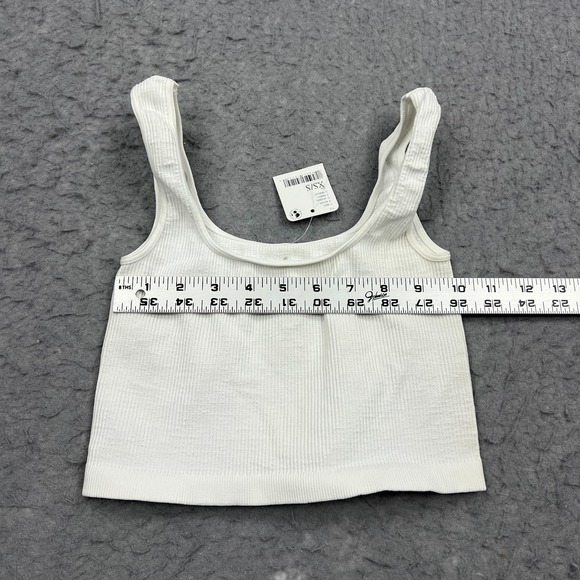 NEW Free People FP Movement Ribbed Tank Women's XS/S White Slim Stretch Crop Top - Picture 4 of 9